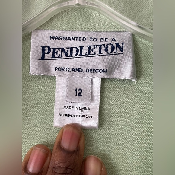 Pendleton 100% Silk Skirt Suit Size 12 Color Light Green Career Formal - Picture 3 of 15